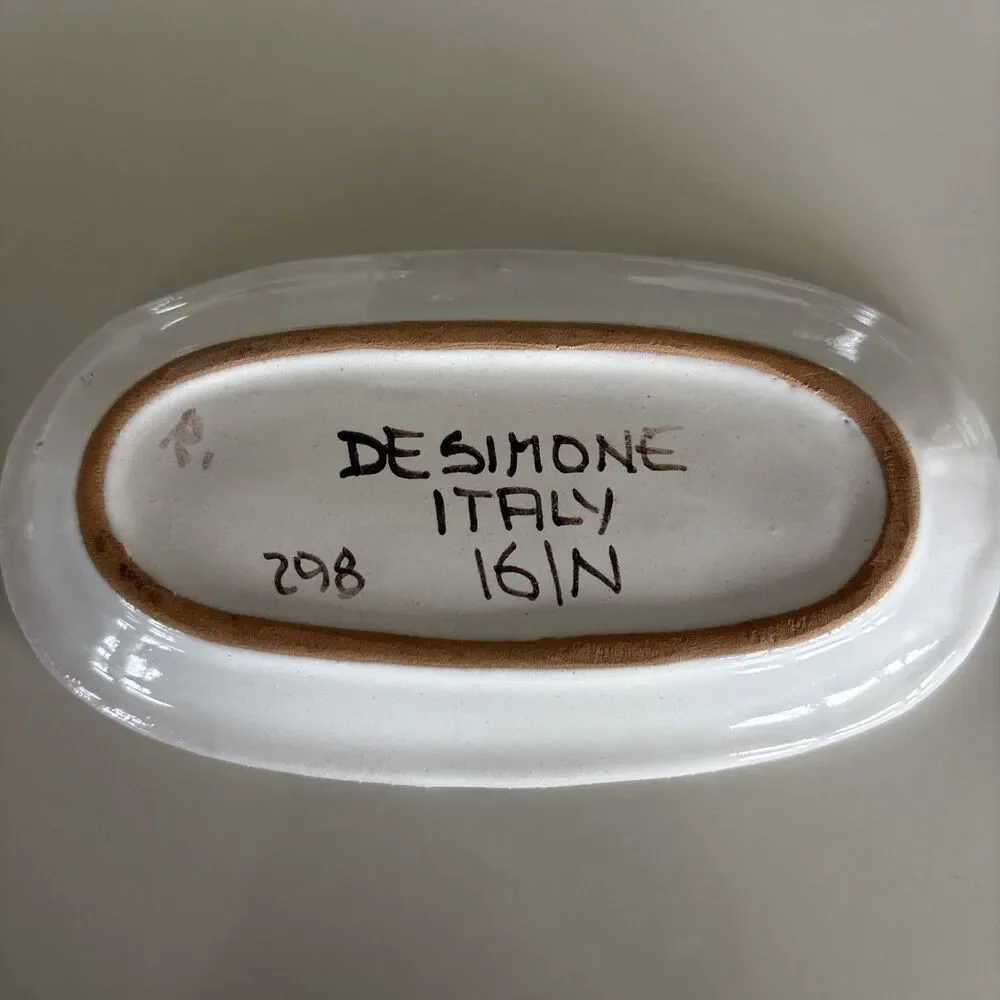 DeSimone Italian Pottery Small Oval Dish 298/16n Cubist Boy Sailor